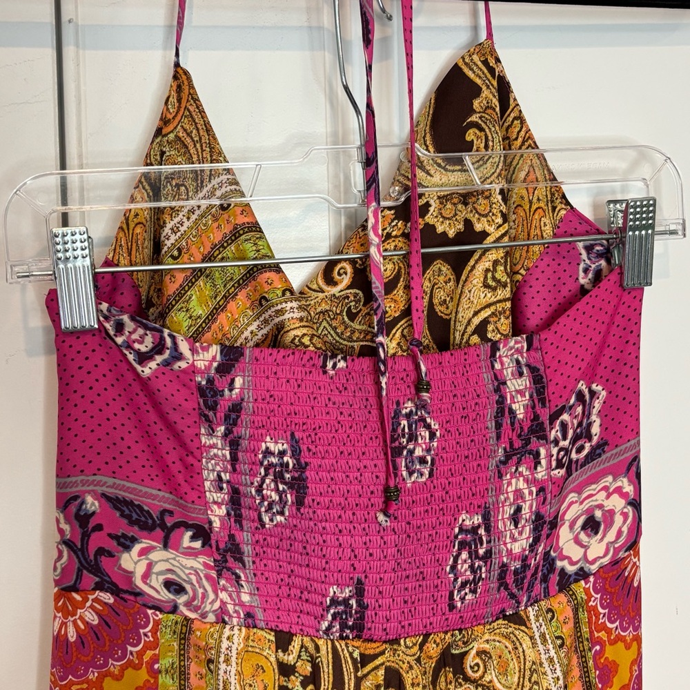 Free People Miranda Paisley Scarf Print Halter Wide Crop Leg Jumpsuit M - Picture 9 of 14